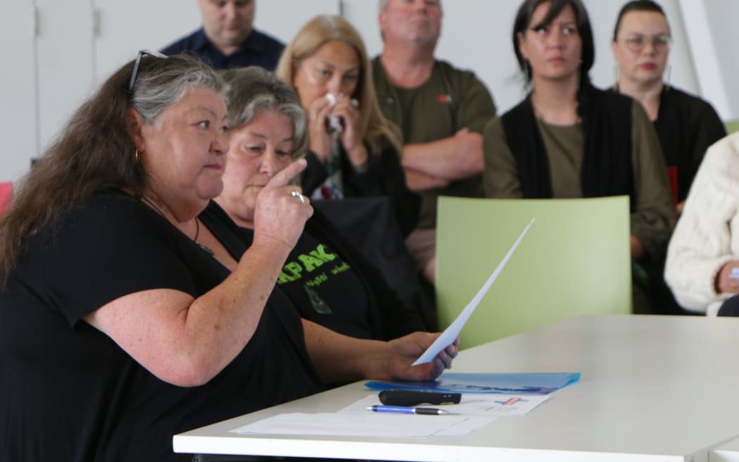 Ngati Wheke's Gail Gordon making an impassioned plea to the Banks Peninsula Community Board on Monday