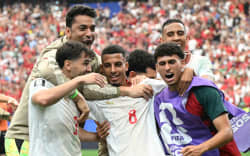 Morocco’s midfielder Azzedine Ounahi celebrates scoring against Canada, 2026 World Cup round of 16.