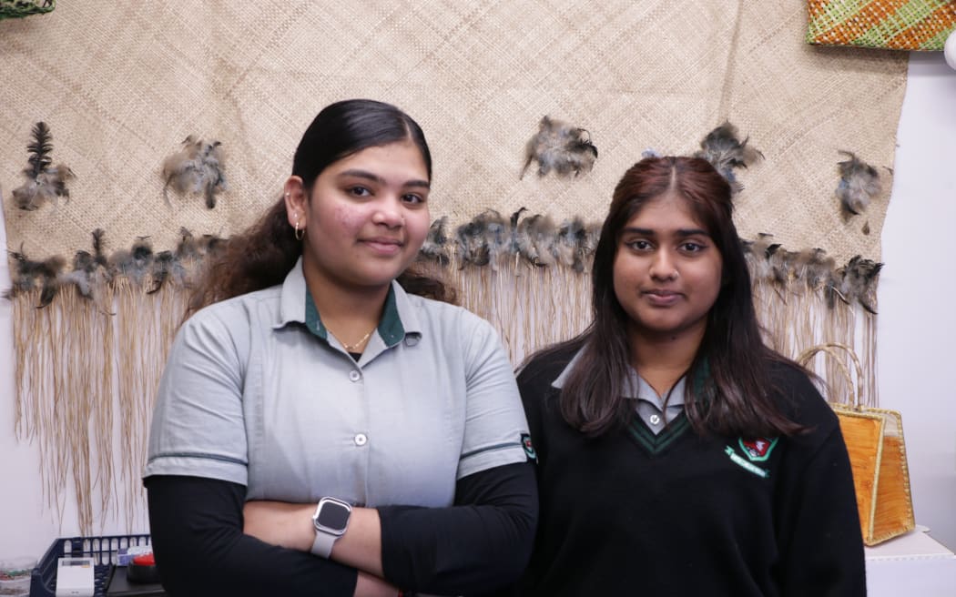 Parishal Maharaj (left) and Riya Raj (right), year 12 students at Aorere College.