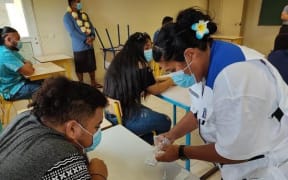 Testing for Covid-19 at a high school in Mata'Utu, the capital of Wallis and Futuna.