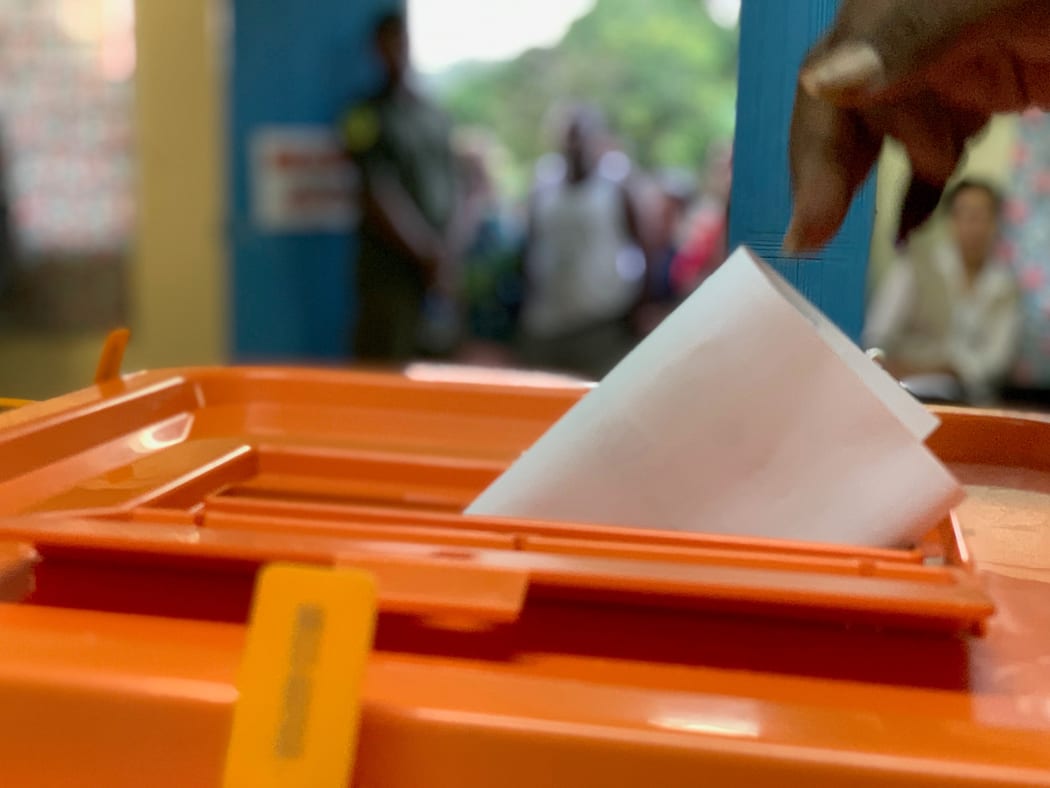 A polling booth in Solomon Islands