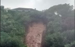 A slip has sent debris crashing onto two Porirua homes, forcing evacuation during rain on Sunday.