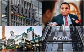 Stuff, TVNZ, NZME buildings and Broadcasting Minister Kris Faafoi.