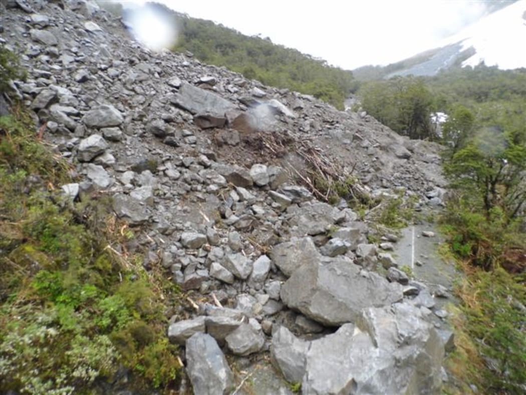 The boulders on the Milford Rd at 'Red Slip'.