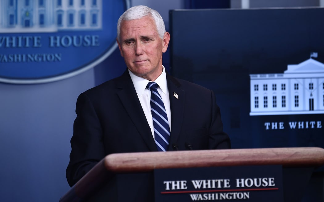 Vice President Mike Pence speaks during a White House Coronavirus Task Force press briefing.