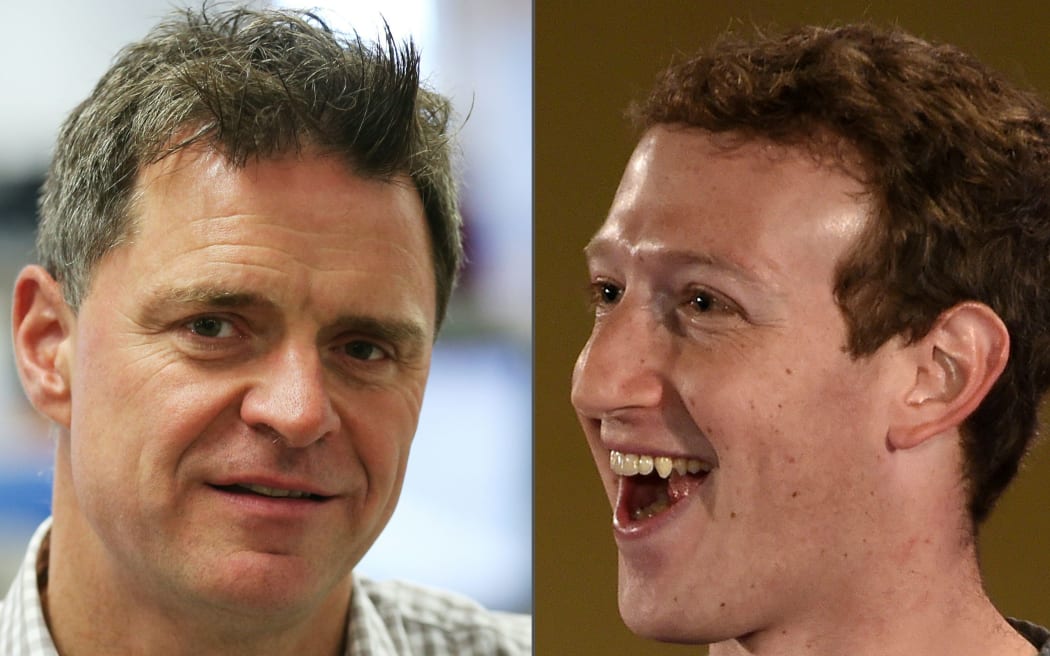 This combination of pictures created on September 9, 2016 shows Espen Egil Hansen (L), editor-in-chief and CEO of Norwegian newspaper Aftenposten (September 9, 2016 in Oslo) and
Facebook chief executive and founder Mark Zuckerberg (October 28, 2015 in New Delhi). .