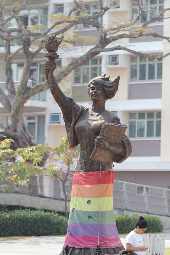 Manneoi, known as the Goddess of Democracy, was removed from the Chinese University of Hong Kong campus in 2021, as Beijing cracked down on monuments to the Tiananmen Square massacre in the city.