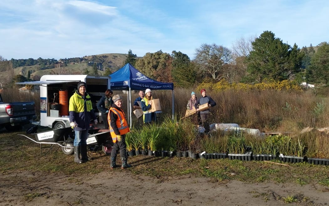 The Esk River Planting Group prepares for a planting day.