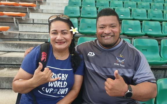 Samoan Josie Tada and her cousin Malaga Leota who is the scrum coach for the Defence Force rugby team.
