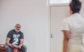 David Fane and Nicole Whippy in rehearsal for 'The Mountaintop'
