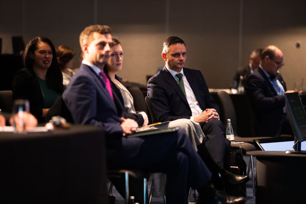 David Seymour and James Shaw at the BusinessNZ Leaders conference