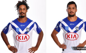 Canterbury-Bankstown Bulldogs players Jayden Okunbor (left) and Corey Harawira-Naera (right).