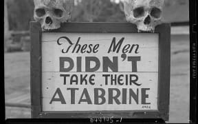 Atabrine advertisement in Guinea during WW2