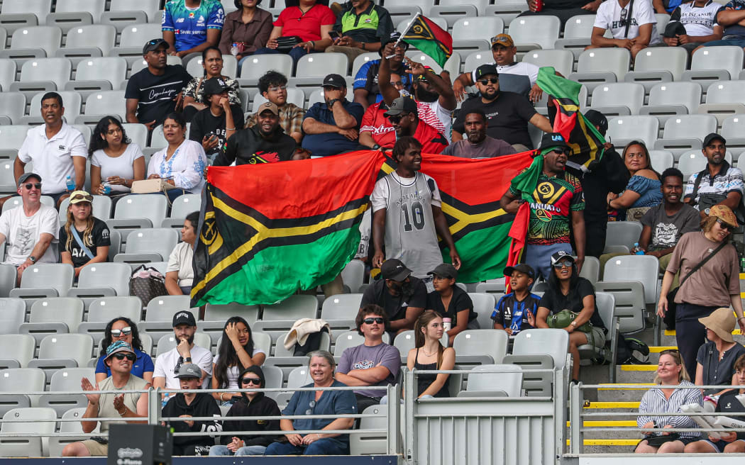 Vanuatu United FC fans watching the season opener against Bula FC which ended in a 2-2 draw. OFC Pro League 2026, Eden Park, Auckland, Saturday 17 January 2026.