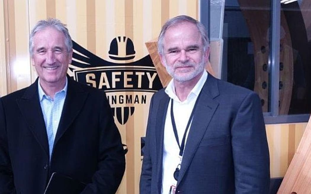Geoff Hunt of Hawkins construction and Geoff Eban of Wellington International Airport