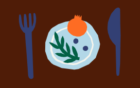 A small plate of food.