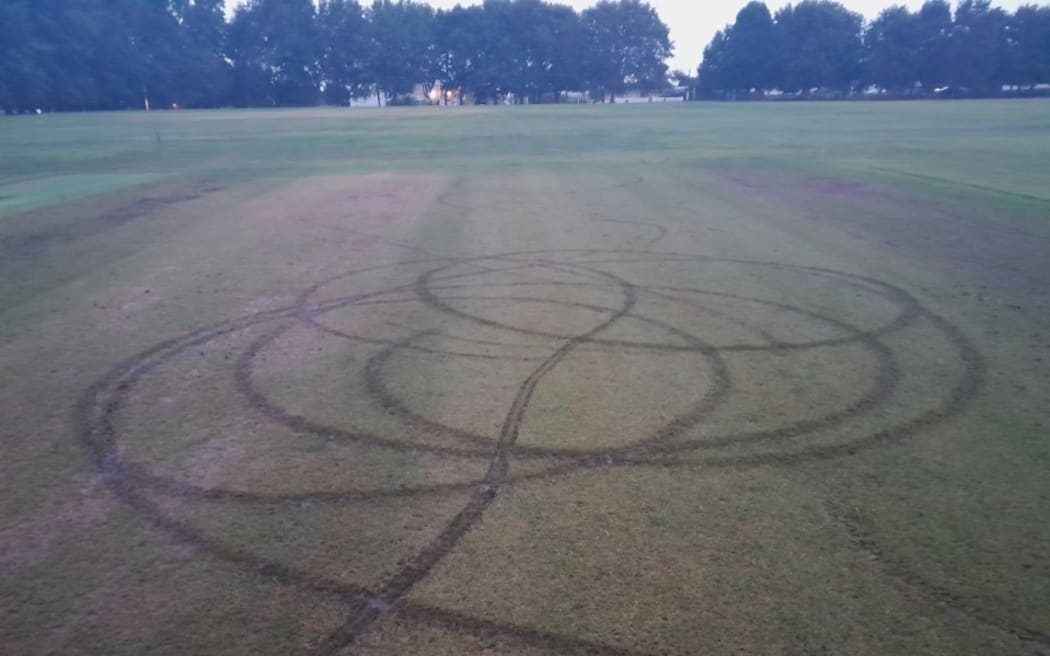 Damage to the pitch at Mountfort Park.