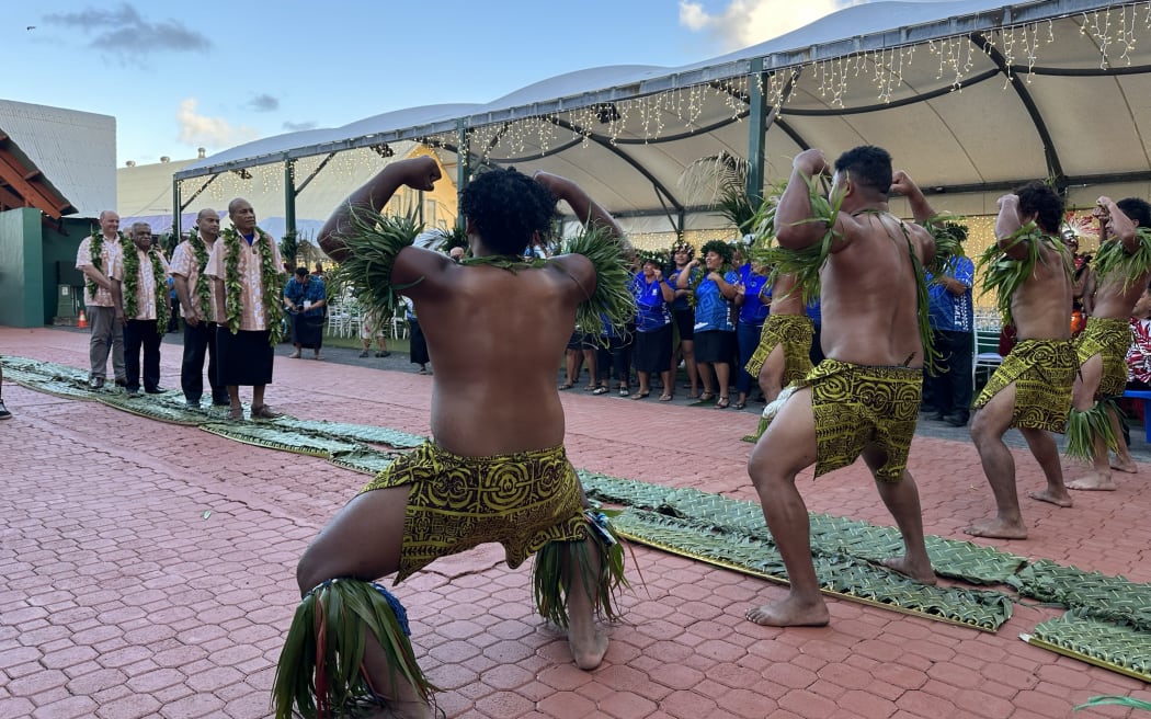 Performers welcoming delegates at the opening ceremony of the 52nd Pacific Islands Leaders Meeting in Rarotonga. 6 November 2023.