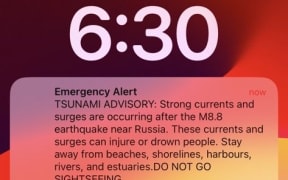 An emergency alert sent at 6.30am on 31 July, warning of strong currents and surges following the Russia earthquake.