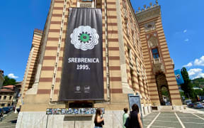 Banner hanging from the Sarajevo City Hall