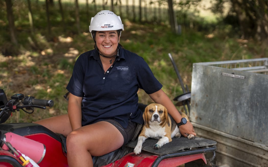 Young Maori Farmer Finalist Grace Watson and her Beagle Zoe