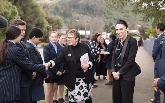 Prime Minister Jacinda Ardern at Kaitao Intermediate School in Rotorua.