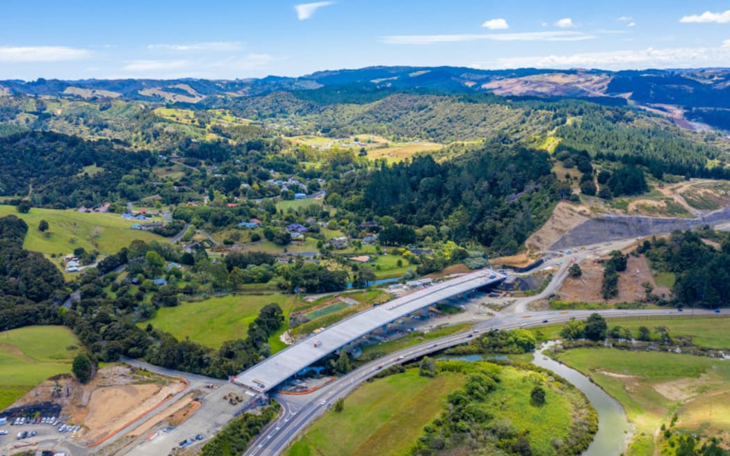 Puhoi Viaduct when it was under construction in late 2020