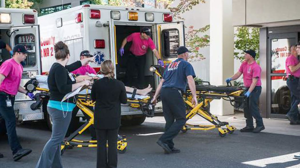An ambulance at the Umpqua Community College shooting