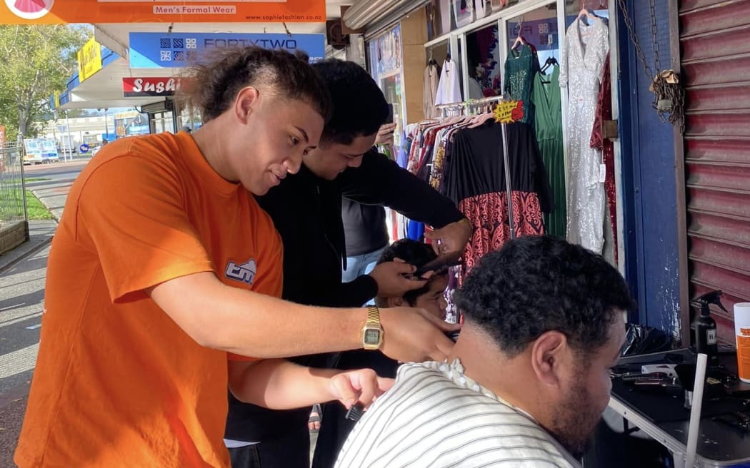 Ōtara town centre - free haircuts at alcohol free event