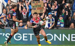 Charnze Nicoll-Klokstad of the Warriors runs for the try line, NZ Warriors v North Queensland Cowboys, round 16 of the Telstra Premiership rugby league competition at One NZ Stadium, Christchurch, New Zealand on Sunday 21 June 2026.
Photo: John Davidson / www.photosport.nz