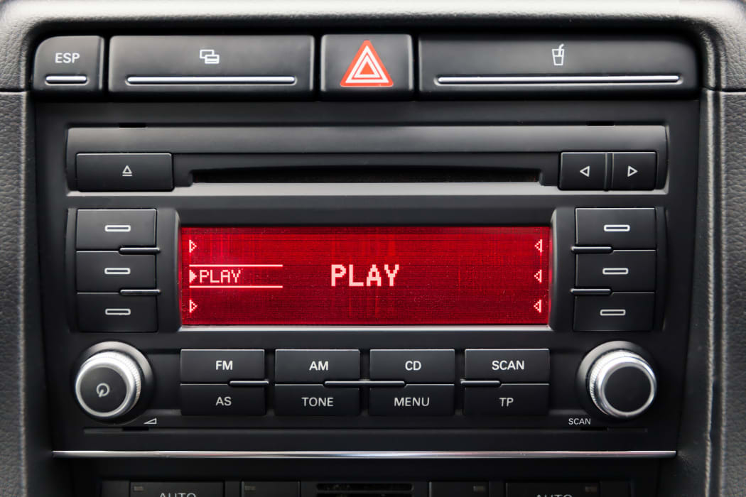 Car radio in the car close up