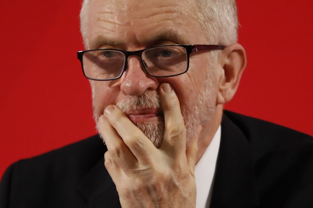 Opposition Labour party leader Jeremy Corbyn takes part in a press conference in London on November 27, 2019. -