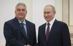 Hungarian Prime Minister Viktor Orban meets with Vladimir Putin at the Kremlin in Moscow. (Photo by VIVIEN CHER BENKO / HUNGARIAN PRIME MINISTER'S OFFICE / AFP)