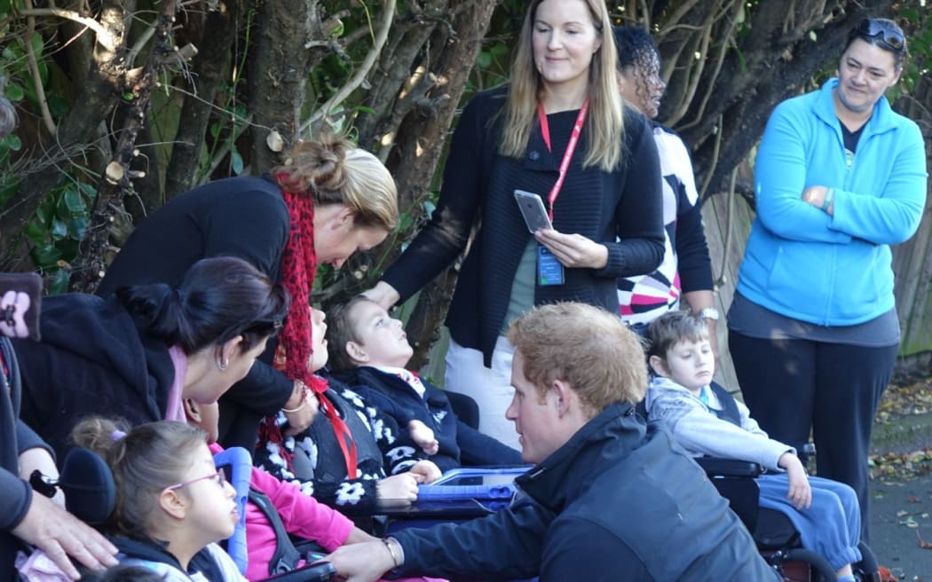 Prince Harry meets students from Ferndale Special Education School.