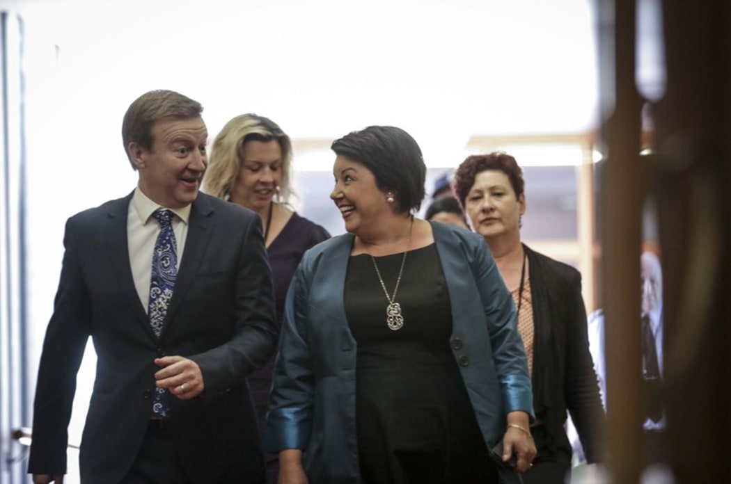 Bill English announced as the new Prime Minister of New Zealand, Paula Bennett as Deputy Prime Minister. Jonathan Coleman and Paula Bennett.