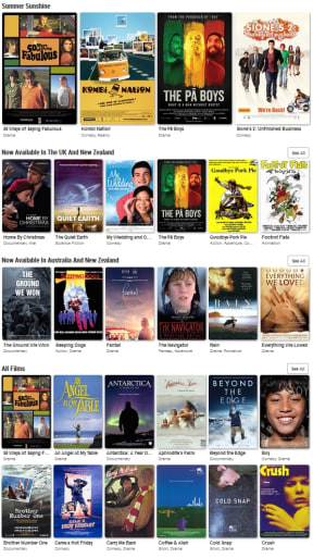 Some of the films available online at 'NZ Film On Demand'.