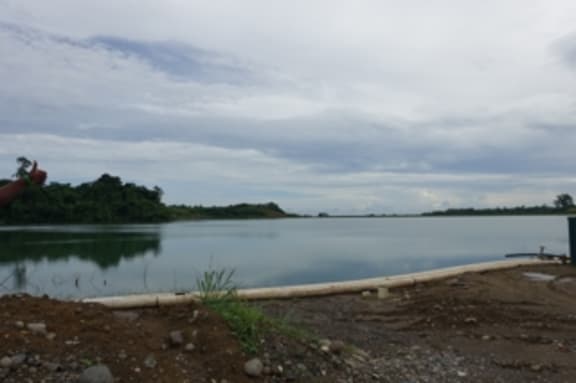 The over-full tailings dam facility at the Gold Ridge Gold Mine on Guadalcanal in Solomon Islands. January 2015