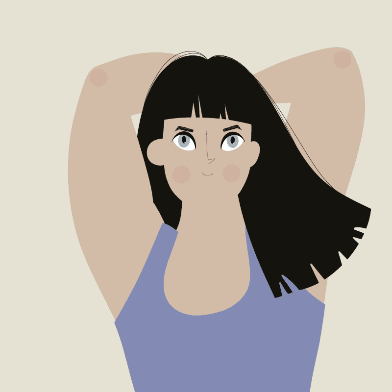 An illustration of a woman with her arms in the air.