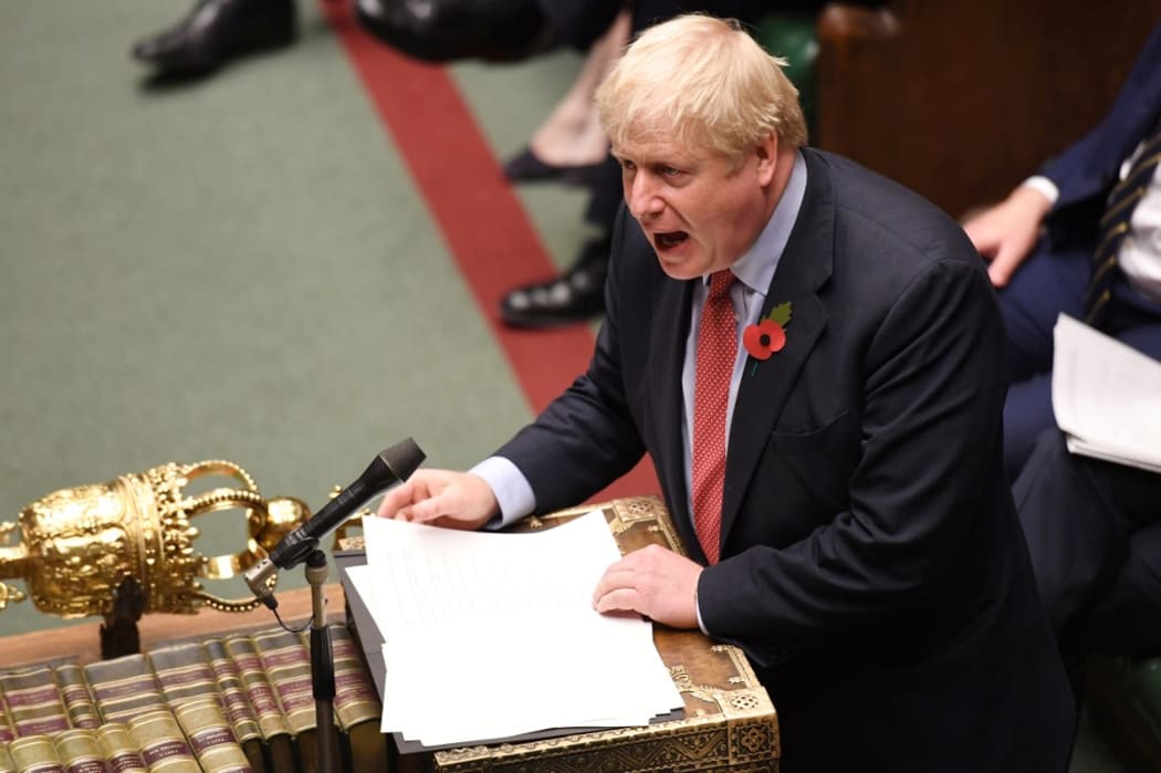 Britain's Prime Minister Boris Johnson speaking in the House of Commons during debate on the second reading of a bill to hold a general election.