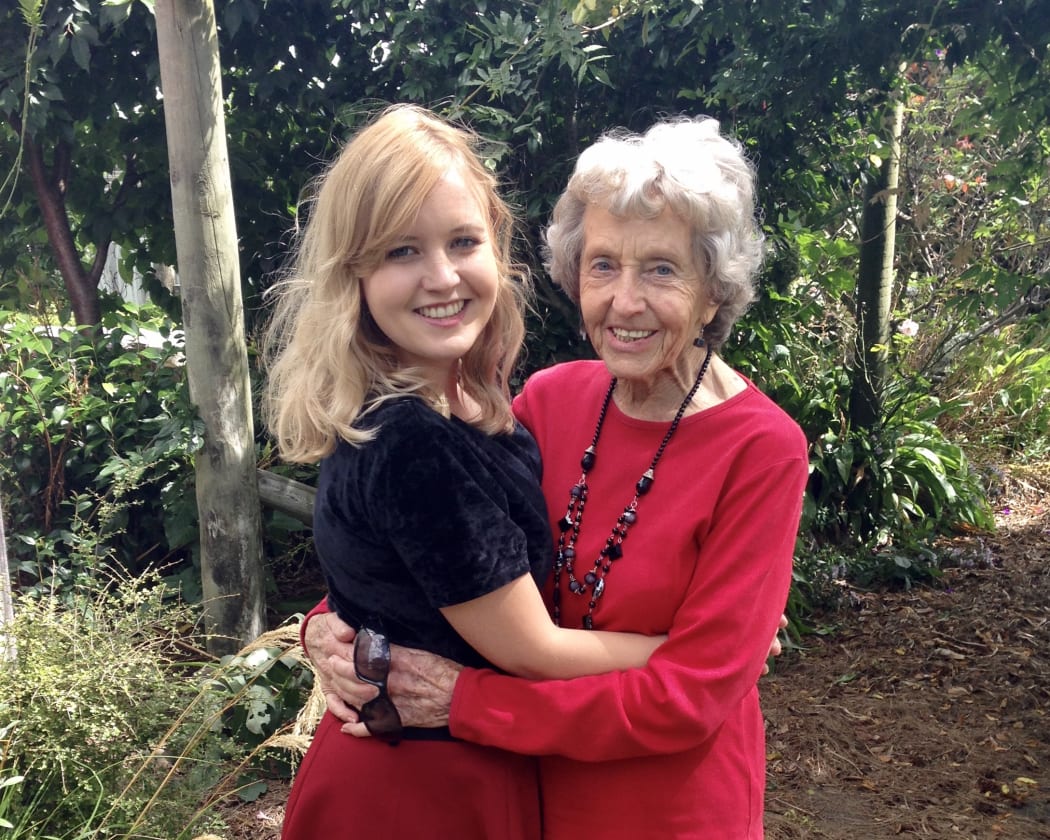 Reporter Rachel Thomas, with her gran, Jill Thomas, sharing a real life hug.