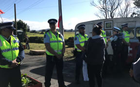 Police at Ihumātao to serve an eviction notice by a bailiff against people who have been occupying the site.