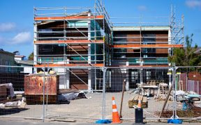 An apartment building under construction in Wellington