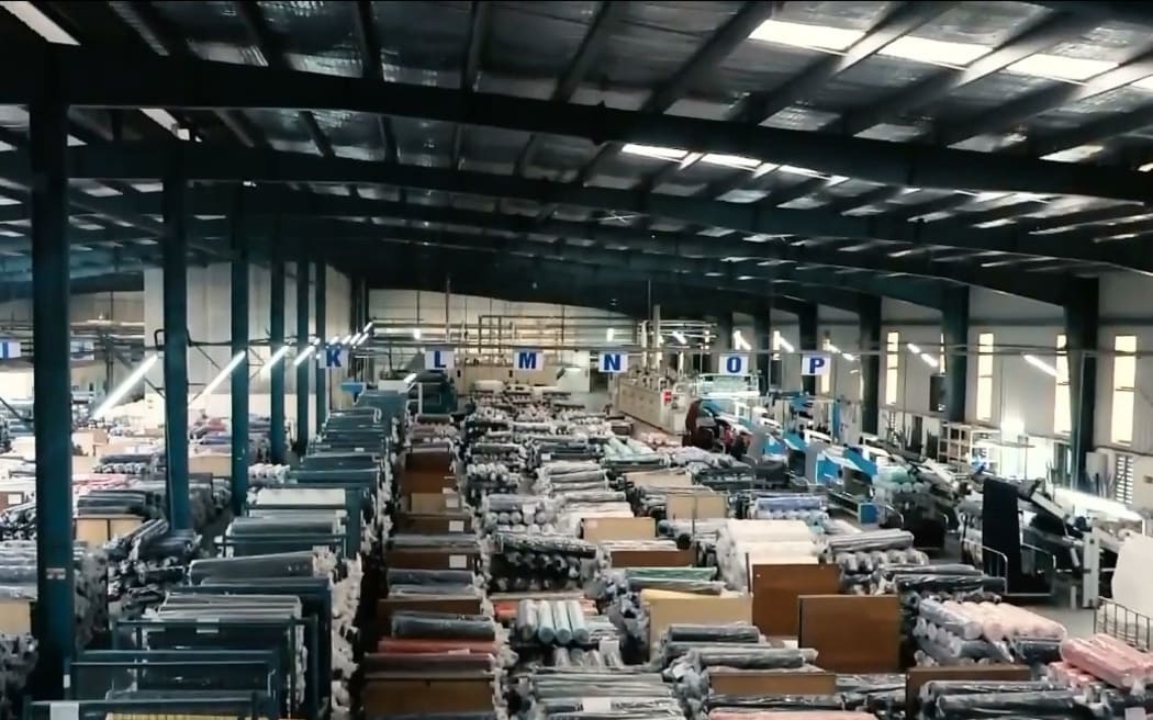 Rolls of New Zealand merino wool in a warehouse in Namh Dinh, Vietnam