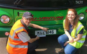 An example of a 'splat-o-meter' used to measure the density of dead insects.