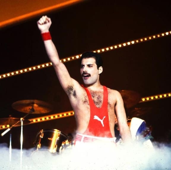 Freddie Mercury of Queen live at Festival di Sanremo 1984