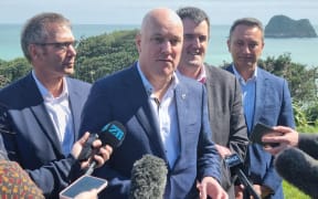 Christopher Luxon and National Party candidates in Paritutu.