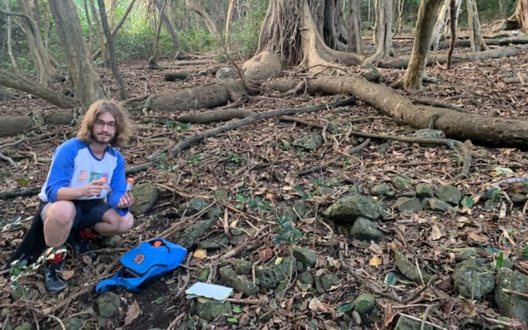 Maxim Adams under the banyan tree where he rediscovered the Lord Howe Island cockroach.