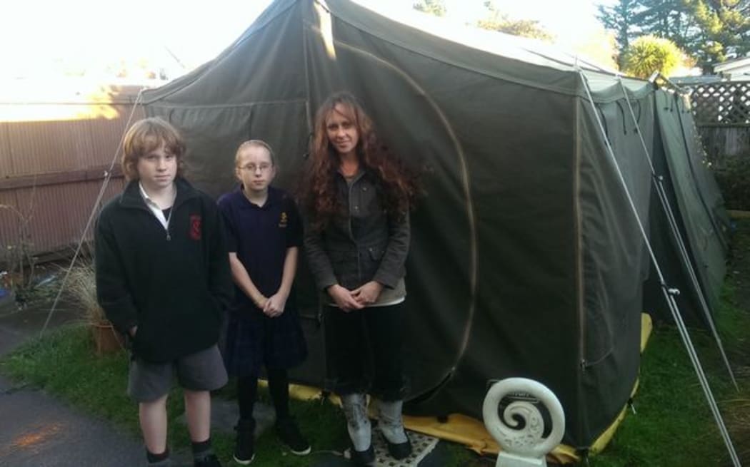 Katrina Collins with children Fenris, 11, (left) and nine-year-old Kaia.