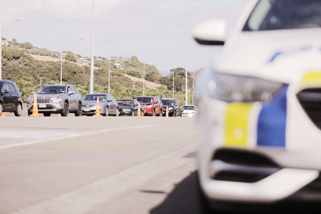 Police checkpoint north of Wellington.