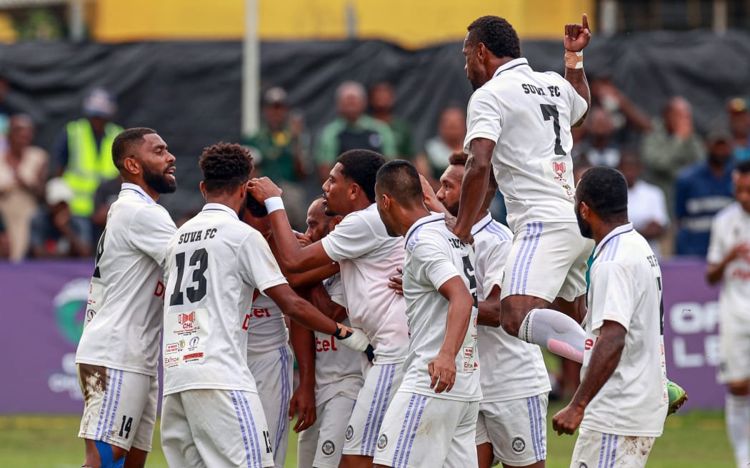 Suva celebrate a goal